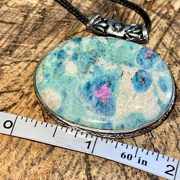 Corundum Ruby Fuchsite Pendant 1 1/2”x 1 7/8” - Picture 10 of 14